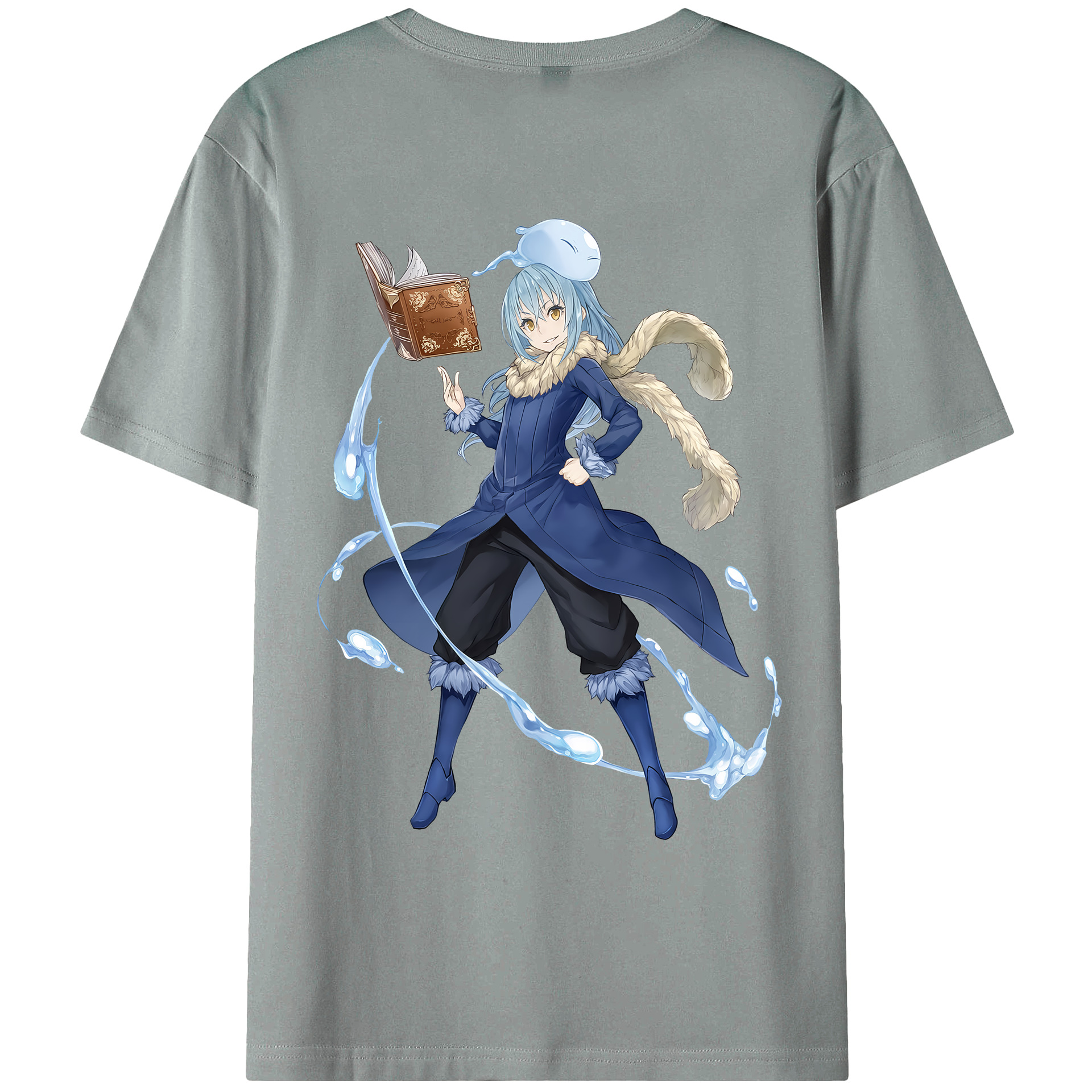 （画像用） 転スラ Regarding Reincarnated to Slime 綿100％ メンズ半袖Tシャツ（バックプリント） 通気性